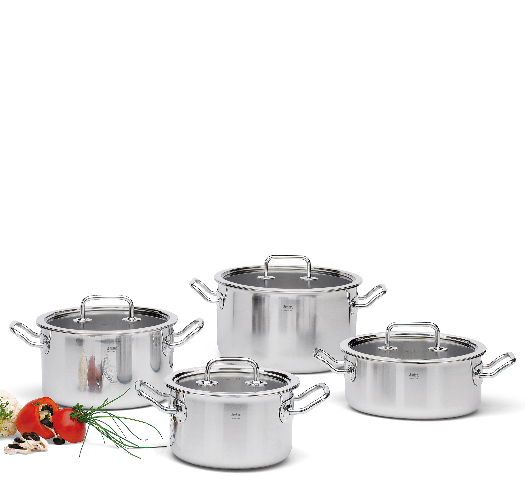 Topf-Set mit Glasdeckel BRIGADE BASIC 4-teilig