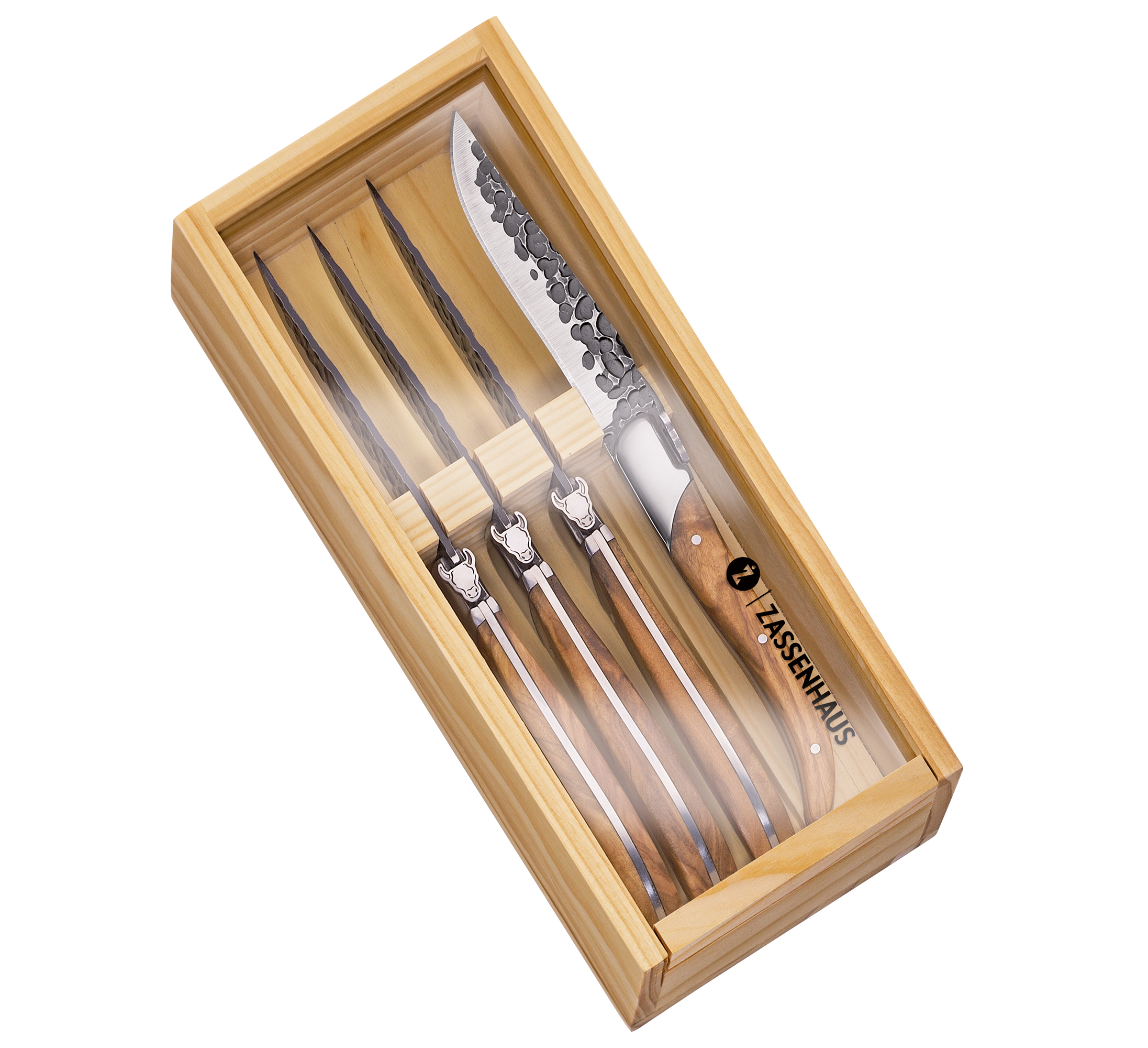 Steakmesser BULL 4er-Set, Olivenholz