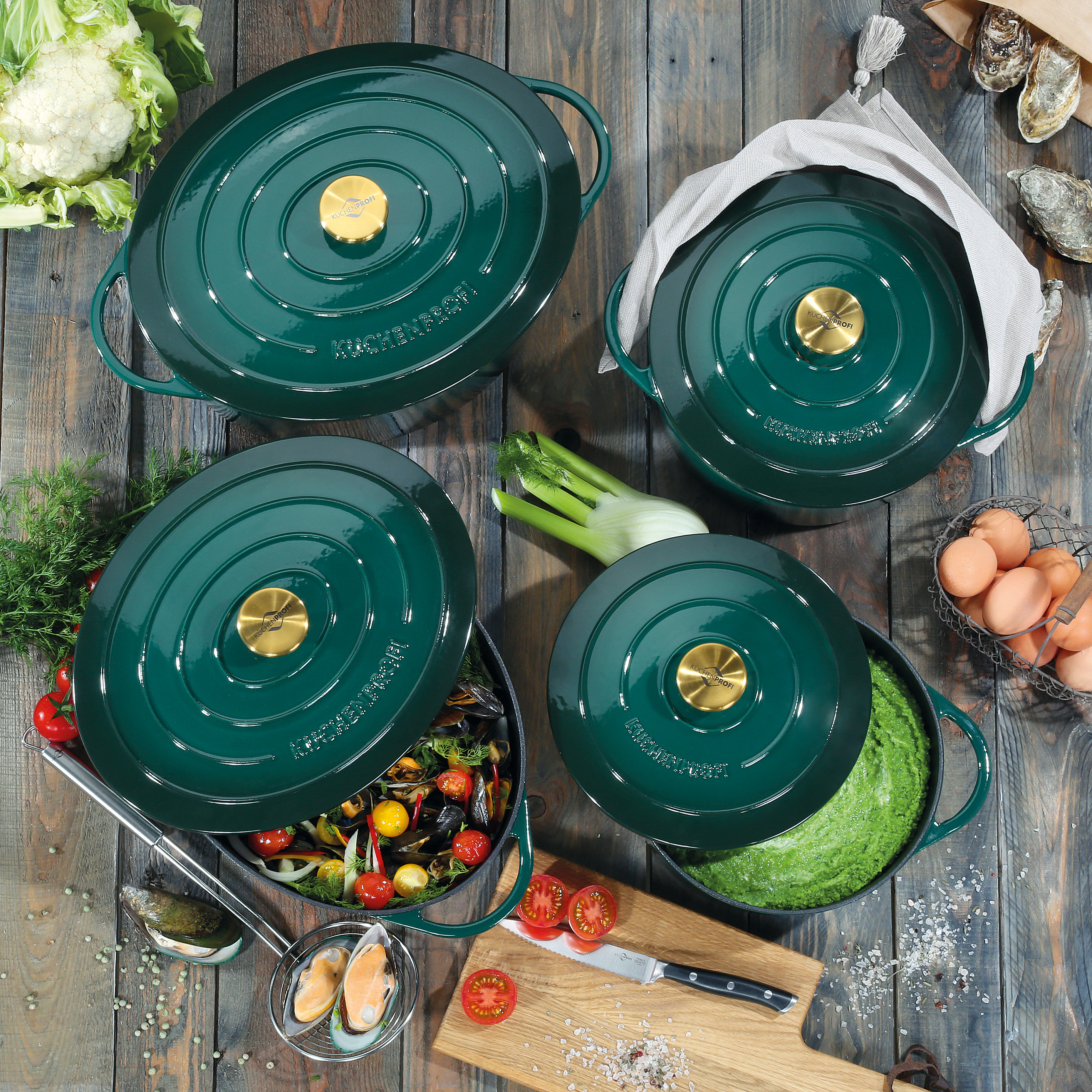 PROVENCE - Bratentopf rund, 24 cm racing green