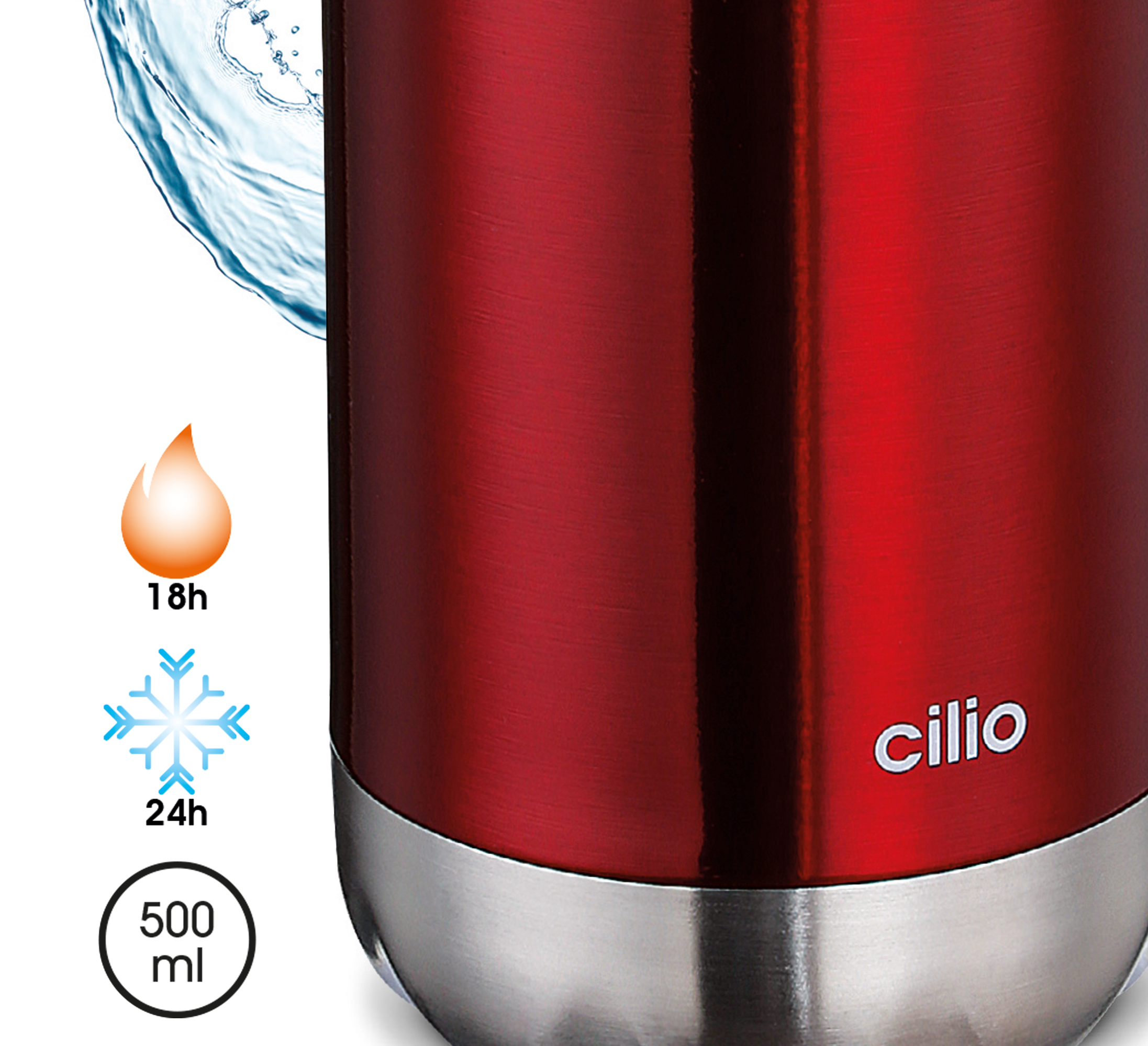 Isoliertrinkflasche ELEGANTE 500 ml rot