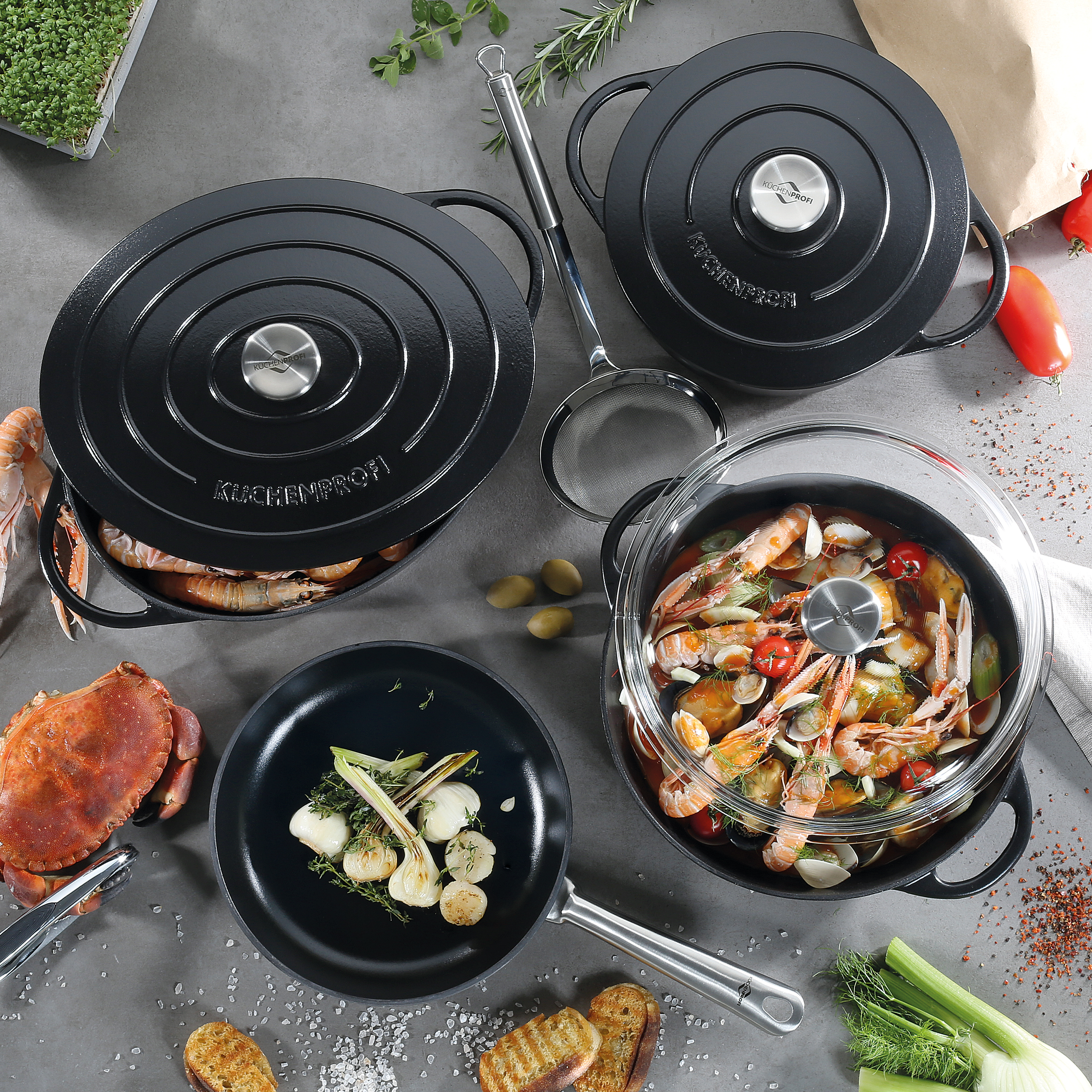 PROVENCE - Bratentopf rund, 22 cm classic black