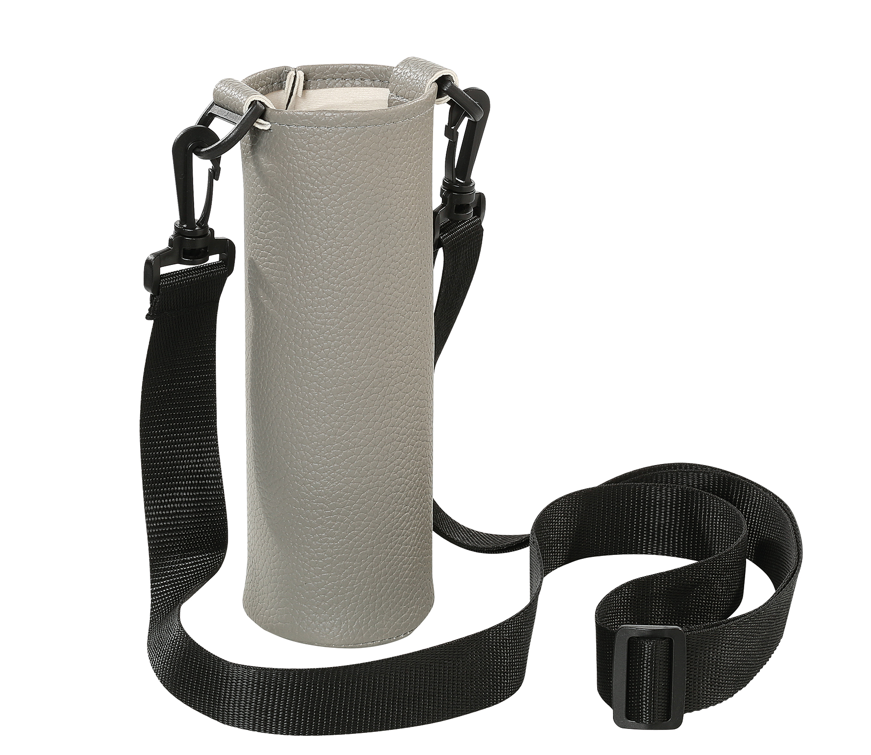 Flaschentasche ELEGANTE, Leder grau
