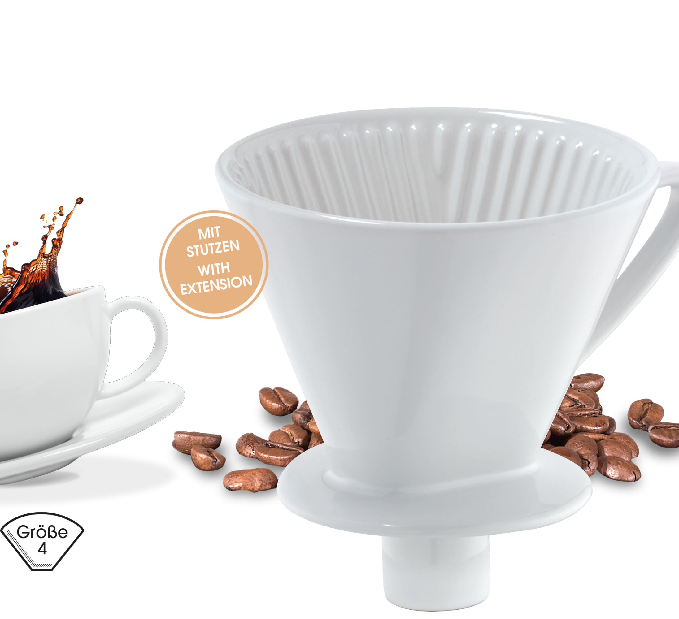 Kaffeefilter mit Stutzen Gr. 4 weiß