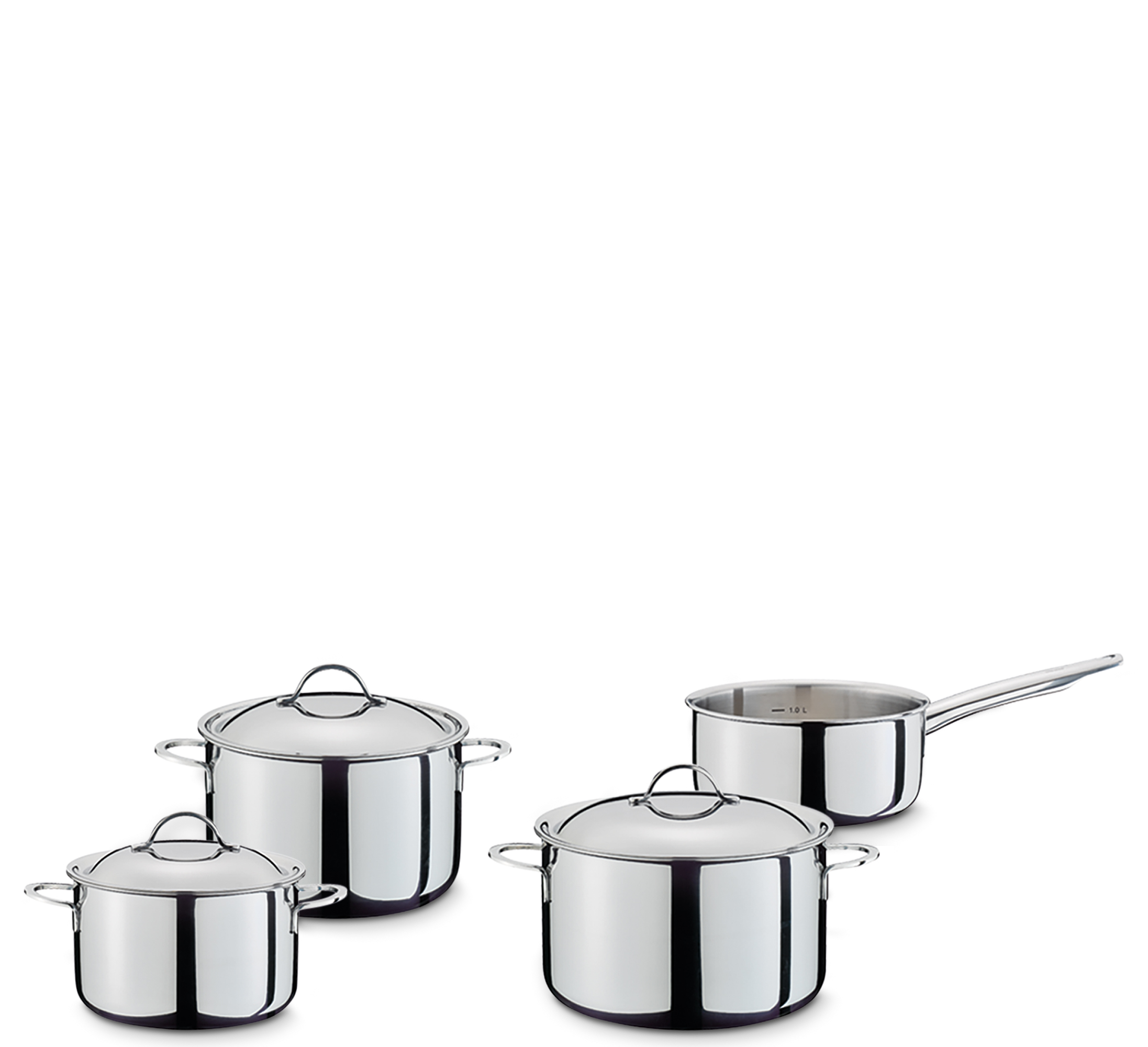 Topf-Set CRISTAL 4-teilig, mit Stielkasserolle