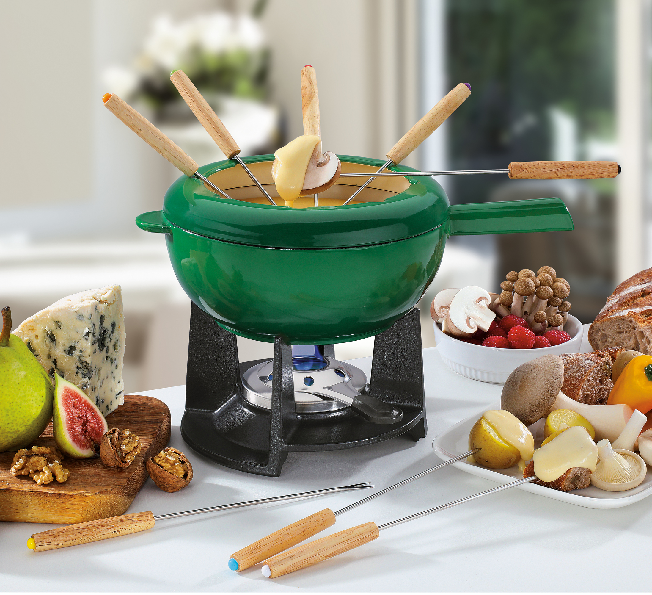 FONDUE - Fondue-Garnitur SAAS-FEE grün 20 cm
