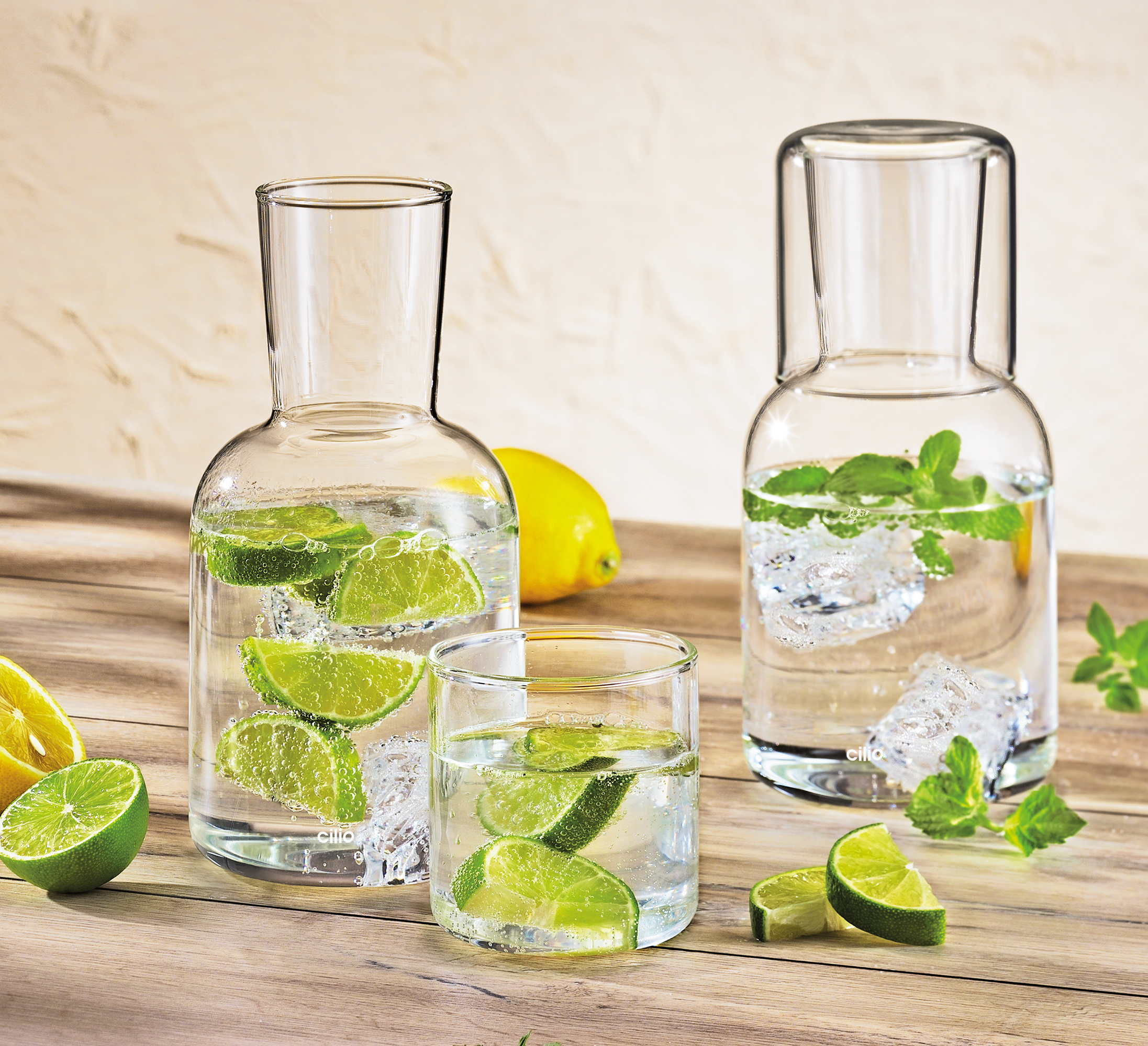 Wasserkaraffe mit Trinkglas LORENZO | Klar