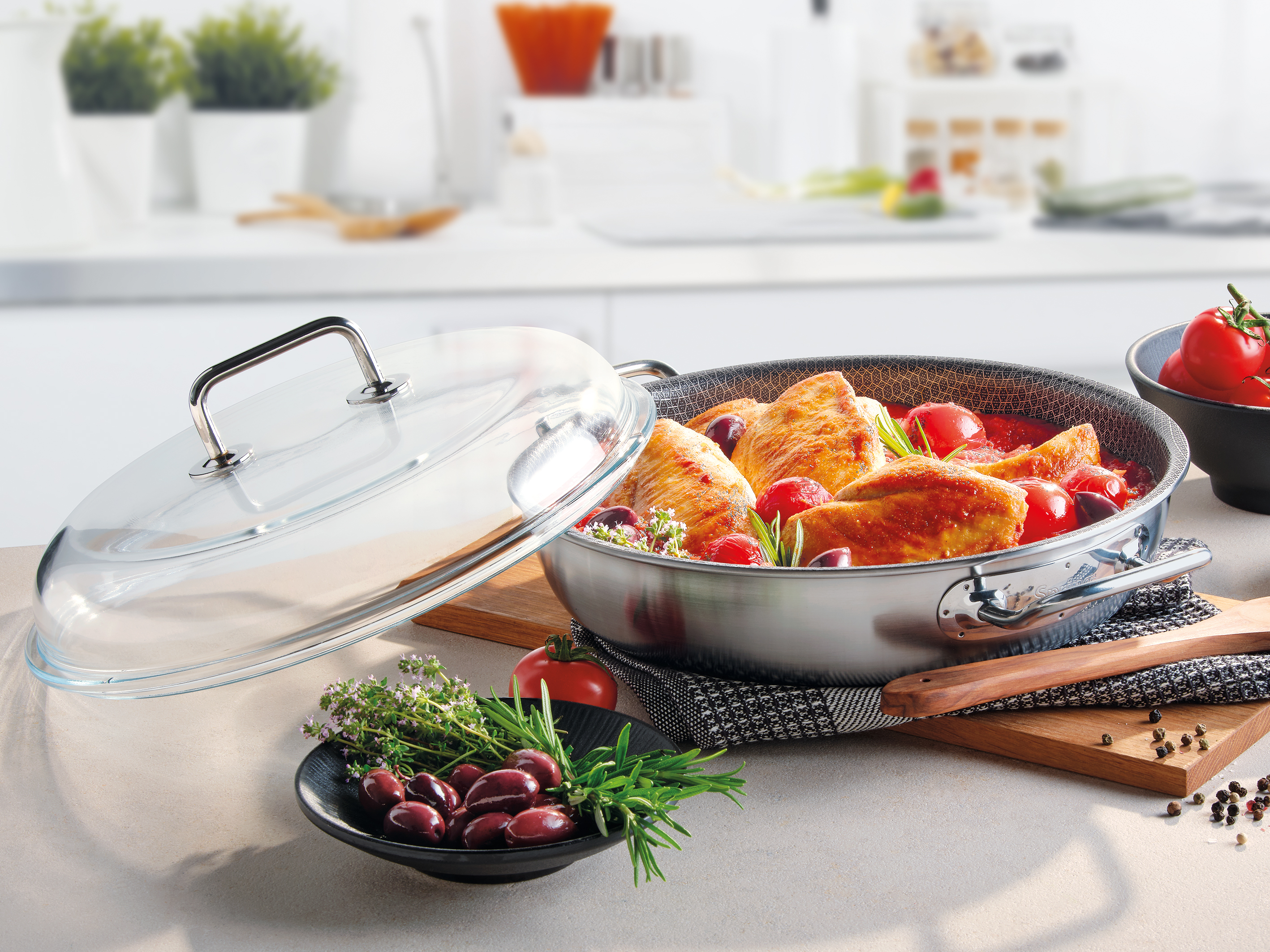 BRIGADE PREMIUM - Schmorpfanne mit Glasdeckel CUT RESIST PURE 28 cm